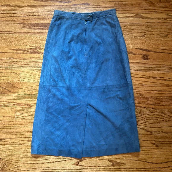 Georgetown Leather Design Blue Suede Midi Skirt - Picture 6 of 8